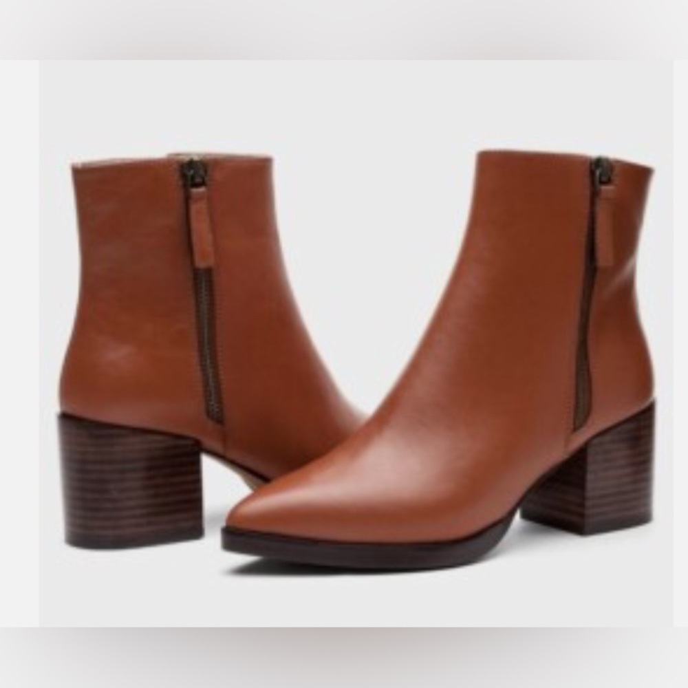 LINEA PAOLO VIVA LEATHER ANKLE LEATHER BOOTIES 6 MEDIUM COGNAC
